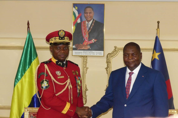 GABON-RCA : Le Chef de l’Etat, le Général de Brigade Brice Clotaire OLIGUI NGUEMA à Bangui.