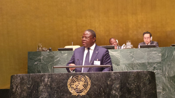 Déclaration de S.E.M Emmanuel ISSOZE NGONDET,  Ministre des Affaires Etrangères ,de la Francophonie et de l’Intégration Régionale à l’occasion de l’Assemblée Générale de l’ONU de la Résolution sur la Surveillance du Trafic des Espéces Sauvages . New York, le 30 juillet 2015
